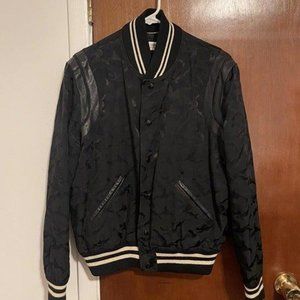 SAINT LAURENT 2016 Camo Teddy Varsity Bomber Jacket